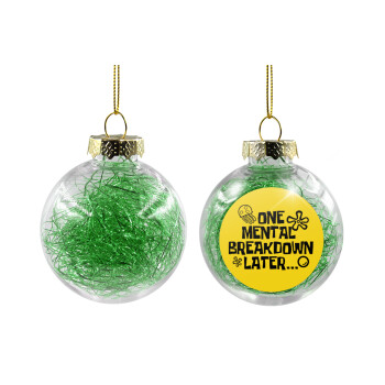 one mental breakdown later bob spongebob, Χριστουγεννιάτικη μπάλα δένδρου διάφανη με πράσινο γέμισμα 8cm