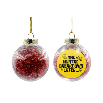 one mental breakdown later bob spongebob, Χριστουγεννιάτικη μπάλα δένδρου διάφανη με κόκκινο γέμισμα 8cm
