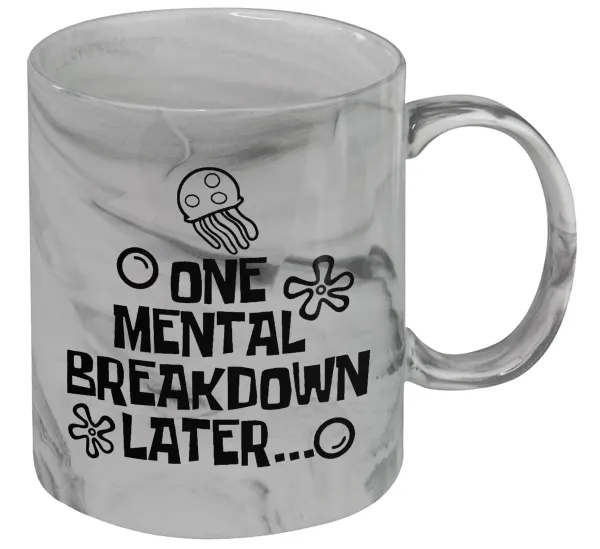 one mental breakdown later bob spongebob — Κούπα κεραμική, marble style (μάρμαρο), 330ml