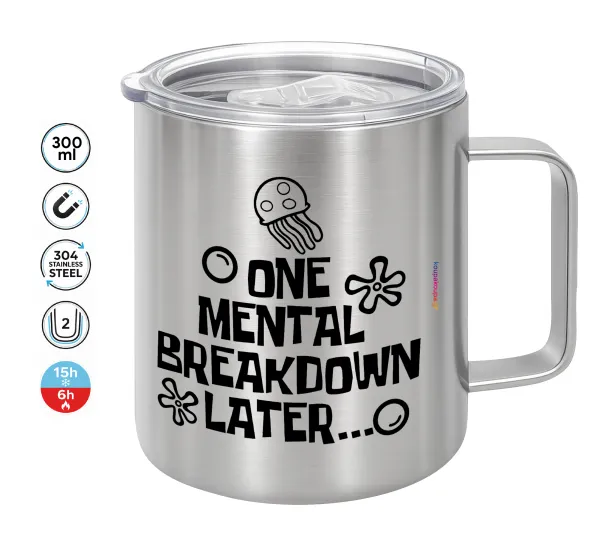 one mental breakdown later bob spongebob — Κούπα Ανοξείδωτη διπλού τοιχώματος 300ml με καπάκι διατήρησης θερμοκρασίας