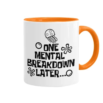 one mental breakdown later bob spongebob, Κούπα χρωματιστή πορτοκαλί, κεραμική, 330ml