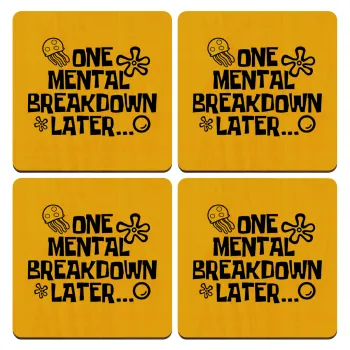 one mental breakdown later bob spongebob, ΣΕΤ x4 Σουβέρ ξύλινα τετράγωνα plywood (9cm)