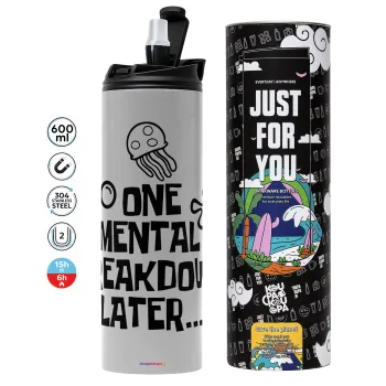 one mental breakdown later bob spongebob, Tumbler ποτήρι θερμό ΓΚΡΙ από ανοξείδωτο ατσάλι 600ml