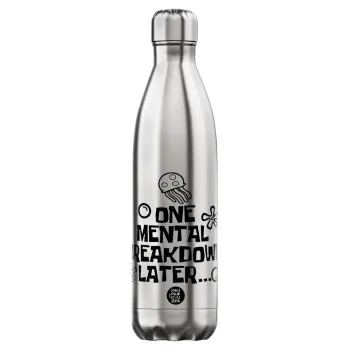 one mental breakdown later bob spongebob, Μεταλλικό παγούρι θερμός Inox (Stainless steel), διπλού τοιχώματος, 750ml