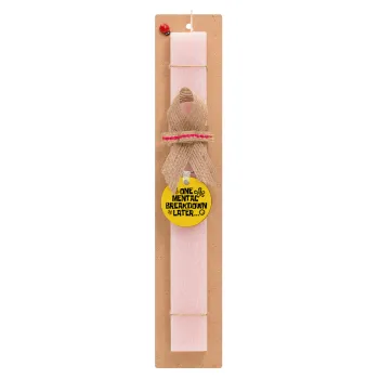one mental breakdown later bob spongebob, Easter Set, wooden keychain & scented flat Easter candle (30cm) (PINK)