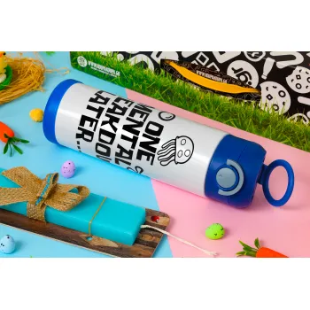 one mental breakdown later bob spongebob, Πασχαλινή Λαμπάδα με Παιδικό παγούρι θερμό, ανοξείδωτο, με καλαμάκι ασφαλείας, ΜΠΛΕ (500ml)