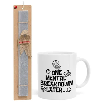 one mental breakdown later bob spongebob, Πασχαλινή Λαμπάδα με Κούπα κεραμική (330ml) & κερί αρωματικό πλακέ (30cm) (ΓΚΡΙ)