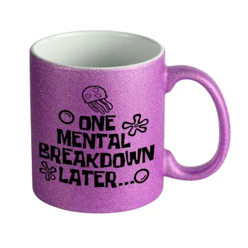 one mental breakdown later bob spongebob, Κούπα Μωβ Glitter που γυαλίζει, κεραμική, 330ml