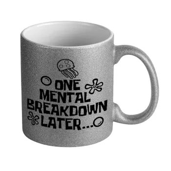 one mental breakdown later bob spongebob, Κούπα Ασημένια Glitter που γυαλίζει, κεραμική, 330ml