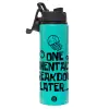Metallic water bottle with safety lid, 850ml aluminum