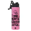 Metallic water bottle with safety lid, 850ml aluminum