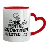 Mug heart red handle, ceramic, 330ml