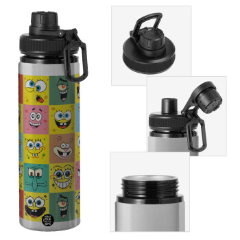 BOB spongebob and friends, Metallic water bottle with safety cap, 850ml aluminum