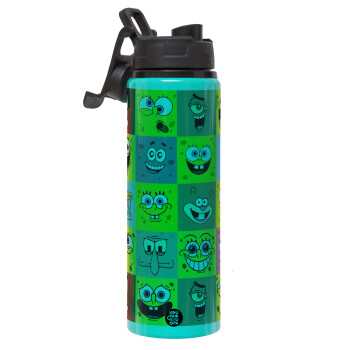 BOB spongebob and friends, Metallic water bottle with safety lid, 850ml aluminum