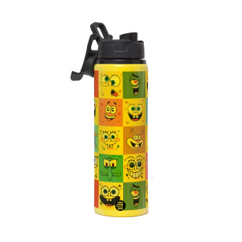 BOB spongebob and friends, Metallic water bottle with safety lid, 850ml aluminum