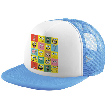 BOB spongebob and friends, Καπέλο Soft Trucker με Δίχτυ Γαλάζιο/Λευκό