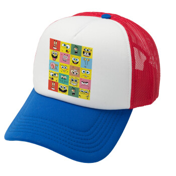 BOB spongebob and friends, Καπέλο Soft Trucker με Δίχτυ Red/Blue/White 