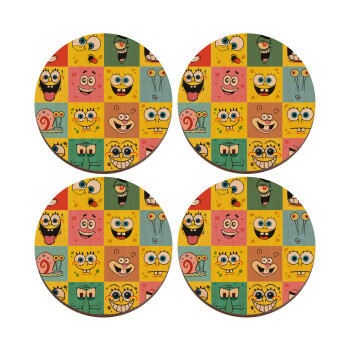 Ο μπομπ και οι φίλοι του, ΣΕΤ x4 Σουβέρ ξύλινα στρογγυλά plywood (9cm)