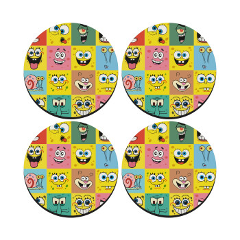 BOB spongebob and friends, SET of 4 round wooden coasters (9cm)