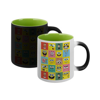 Ο μπομπ και οι φίλοι του, Κούπα Μαγική εσωτερικό πράσινο, κεραμική 330ml που αλλάζει χρώμα με το ζεστό ρόφημα