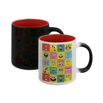 BOB spongebob and friends, Κούπα Μαγική εσωτερικό κόκκινο, κεραμική, 330ml που αλλάζει χρώμα με το ζεστό ρόφημα