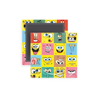 BOB spongebob and friends, Μαγνητάκι ψυγείου τετράγωνο διάστασης 5x5cm