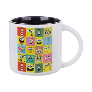 BOB spongebob and friends, Κούπα κεραμική 400ml Λευκή/Μαύρη