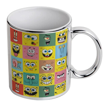 BOB spongebob and friends, Mug ceramic, silver mirror, 330ml