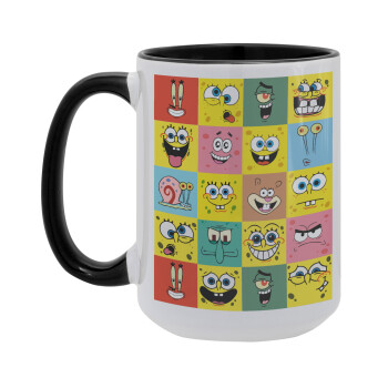 BOB spongebob and friends, Κούπα Mega 15oz, κεραμική Μαύρη, 450ml