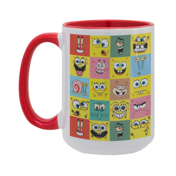 BOB spongebob and friends, Κούπα Mega 15oz, κεραμική Κόκκινη, 450ml
