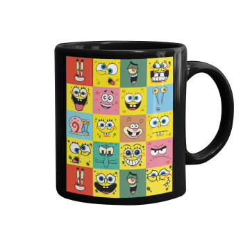 BOB spongebob and friends, Mug black, ceramic, 330ml