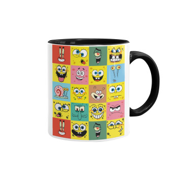 BOB spongebob and friends, Mug colored black, ceramic, 330ml