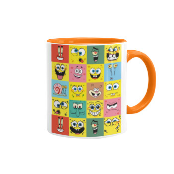 BOB spongebob and friends, Mug colored orange, ceramic, 330ml