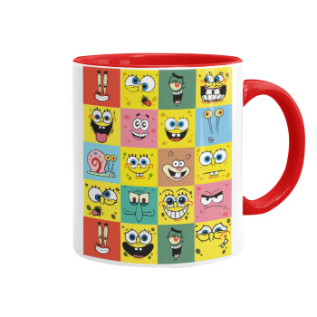 BOB spongebob and friends, Mug colored red, ceramic, 330ml