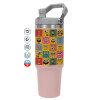 ΡΟΖ χρώματος Θερμός Ανοξείδωτο 890ml (30oz) με χερούλι