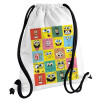 Backpack pouch GYMBAG white, with pocket (40x48cm) & thick cords