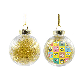 BOB spongebob and friends, Χριστουγεννιάτικη μπάλα δένδρου διάφανη με χρυσό γέμισμα 8cm