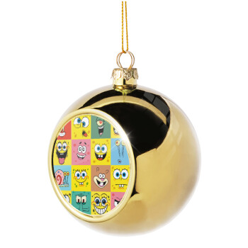 BOB spongebob and friends, Χριστουγεννιάτικη μπάλα δένδρου Χρυσή 8cm