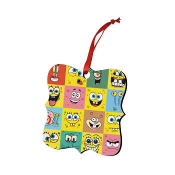 BOB spongebob and friends, Christmas ornament polygon wooden 7.5cm
