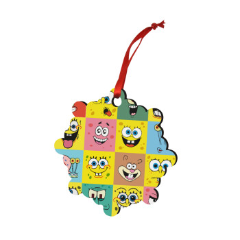 BOB spongebob and friends, Christmas ornament snowflake wooden 7.5cm