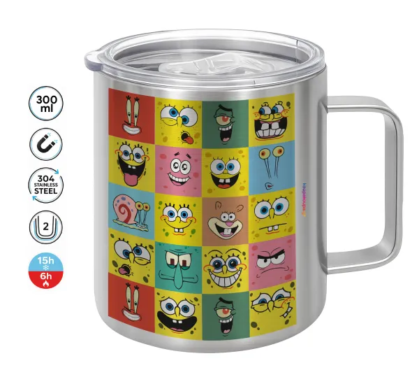 BOB spongebob and friends — Double-walled stainless steel mug 300ml with temperature-retaining lid