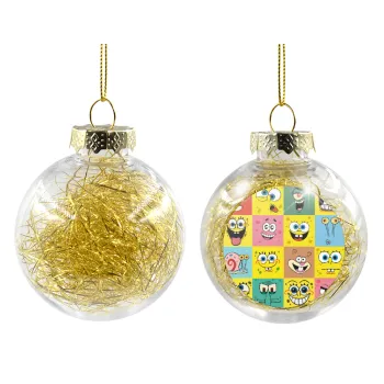 BOB spongebob and friends, Transparent Christmas tree ball ornament with gold filling 8cm