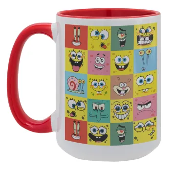 BOB spongebob and friends, Κούπα Mega 15oz, κεραμική Κόκκινη, 450ml