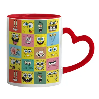 Ο μπομπ και οι φίλοι του, Κούπα καρδιά χερούλι κόκκινη, κεραμική, 330ml