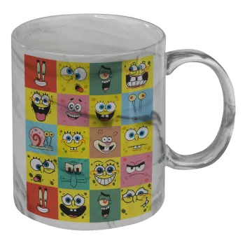 BOB spongebob and friends, Mug ceramic marble style, 330ml