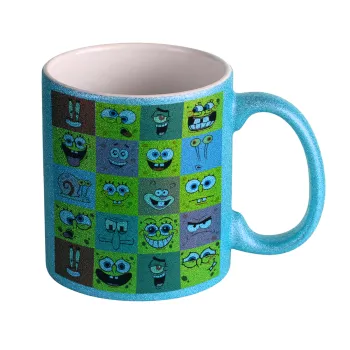 BOB spongebob and friends, Κούπα Σιέλ Glitter που γυαλίζει, κεραμική, 330ml