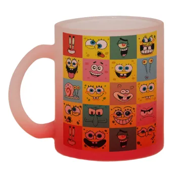 Ο μπομπ και οι φίλοι του, Κούπα γυάλινη δίχρωμη με βάση το κόκκινο ματ, 330ml