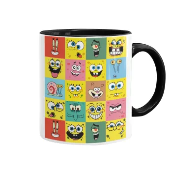BOB spongebob and friends, Mug colored black, ceramic, 330ml