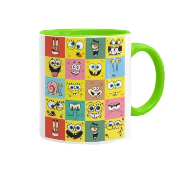 BOB spongebob and friends, Mug colored light green, ceramic, 330ml