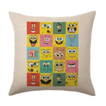 BOB spongebob and friends, Μαξιλάρι καναπέ ΛΙΝΟ 40x40cm περιέχεται το  γέμισμα